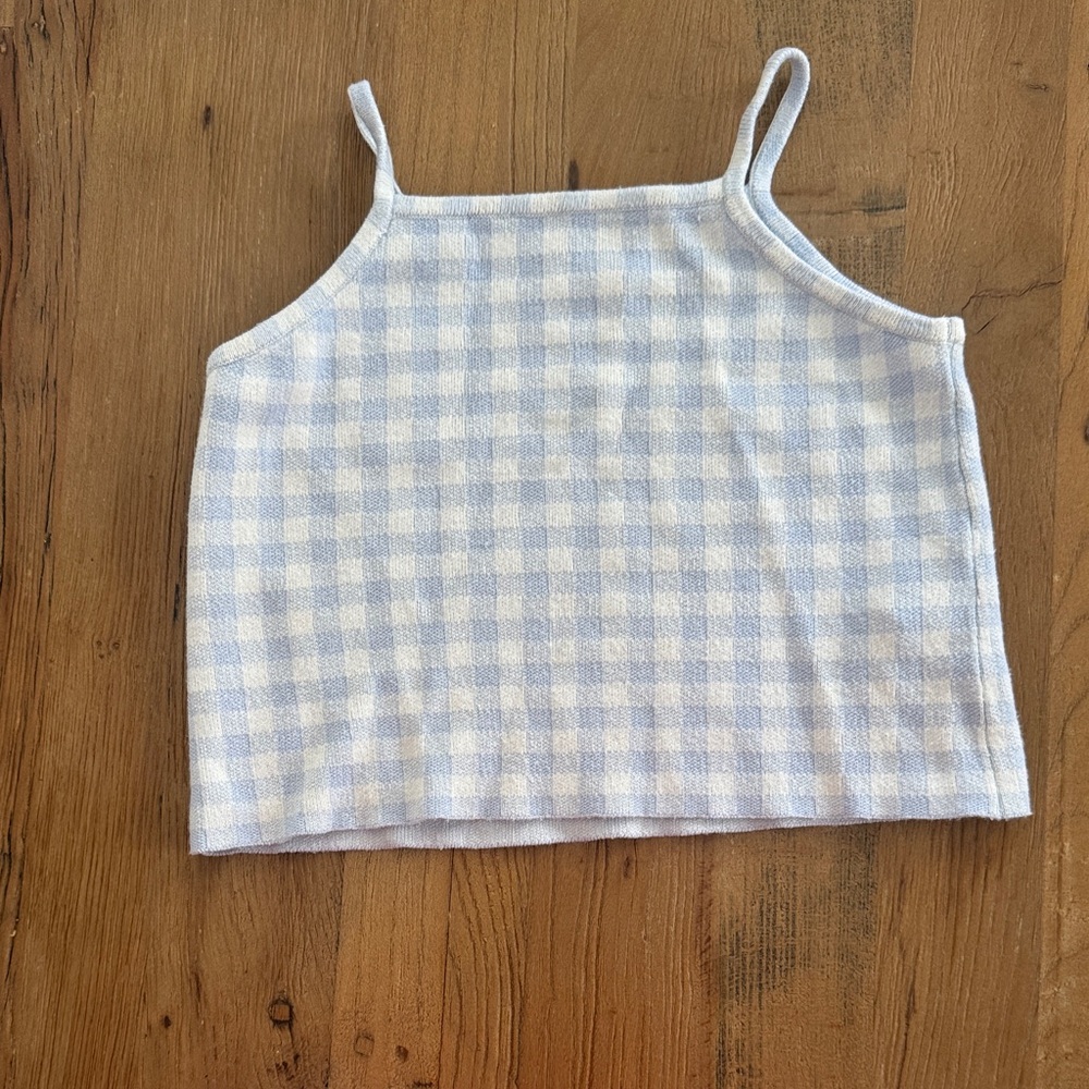 Girls Blue Gingham Tank Top